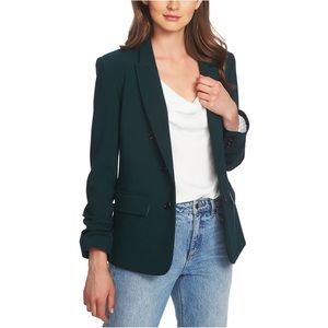 1State Emerald Green Blazer w/ Ruched Sleeves Size S